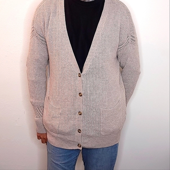 American Eagle Outfitters Women's XL lace cream cardigan long sleeve long top - Picture 3 of 8